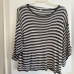 Wishlist Grey and White Striped Knit Top